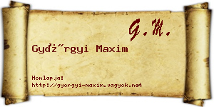Györgyi Maxim névjegykártya